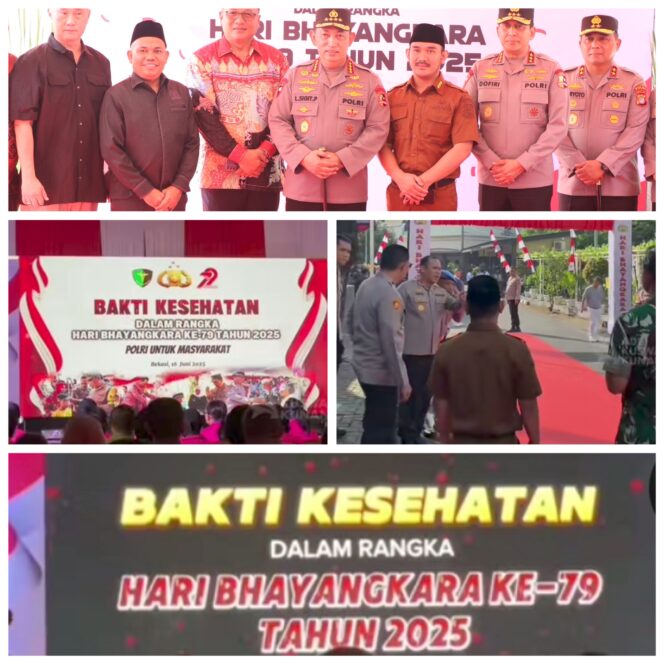 
					Puncak Bakti Kesehatan Hari Bhayangkara ke-79 Di Hadiri Bupati Bekasi Ade Kuswara Kunang Dukung Kolaborasi Polri Bersama Pelayanan Masyarakat