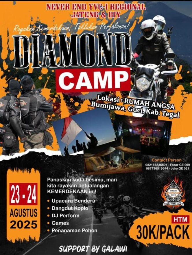 
					Rayakan Kemerdekaan, YVC-I Regional Jateng dan DIY Gelar Touring Tema Diamond Camp Di Tegal
