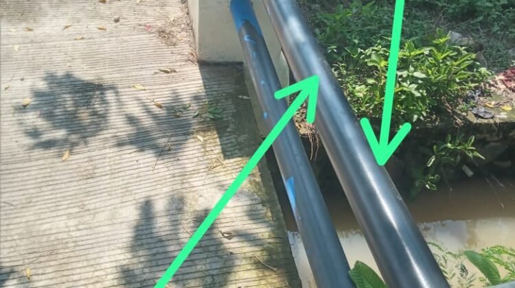 Demi Meraup Keuntungan Besar Pembangunan Jembatan Desa Karang Patri Di Duga Paralon Di Sulap Menjadi Penyangga Pagar Jembatan Oleh TPK