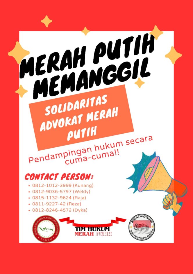 
					Merah Putih Memanggil , Team Hukum Merah Putih Beserta AWIBB Dan FABEM  Advokasi Bela Peserta Demo