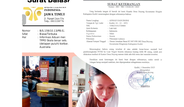 Korban Dugaan TPP0 Skala Besar, Tujuan Australia Datangi polres Kediri.