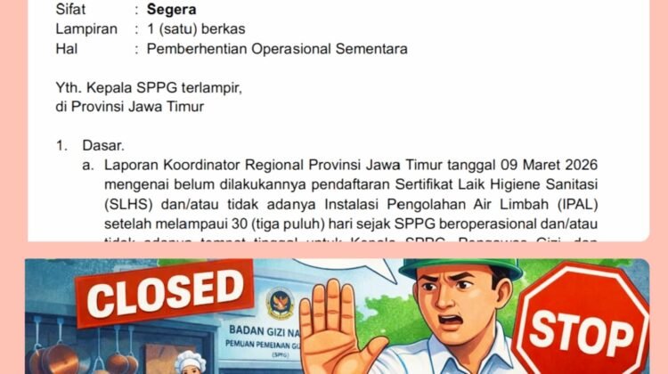 Albertus Dony Dewantoro.Resmi Hentikan  Sementara SPPG kota dan Kabupaten Di Blitar Di Duga Tidak Memenuhi Syarat (Sertifikasi)