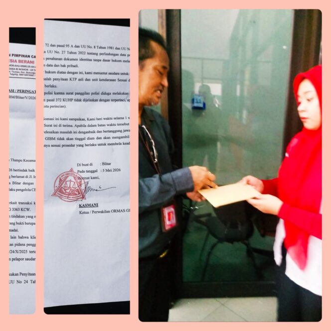 
					GIBM Kota Blitar Kawal Dugaan Pelanggaran Konsumen, Penyitaan KTP Asli Tanpa Dasar Hukum Dan Laporan Polisi Dipertanyakan!!!
