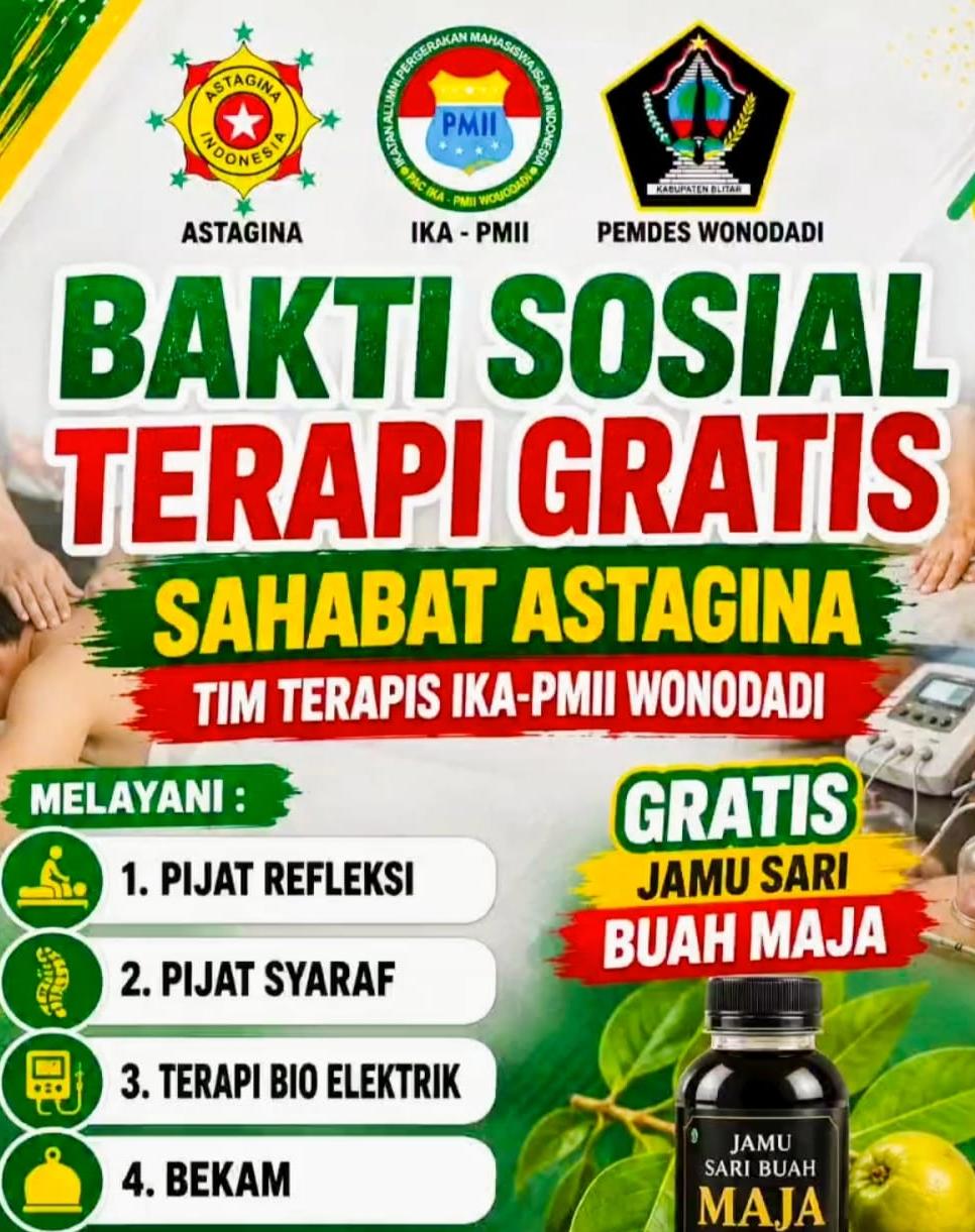 Bakti Sosial Kesehatan,Pemdes Wonodadi Dan IKA-PMII Hadirkan Terapi Gratis Bagi Warga.