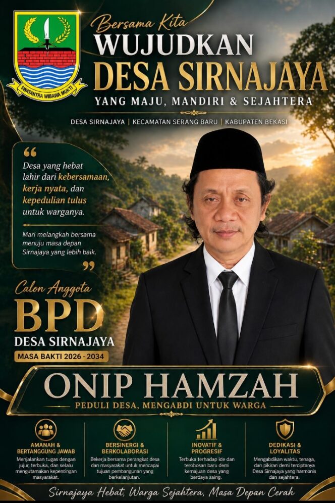 
					Peduli Desa Mengabdi Untuk Masyarakat Onip Hamzah Calon BPD Desa Sirnajaya Siap Maju Demi Kemajuan Desa Dan Kesejahteraan Masyarakat