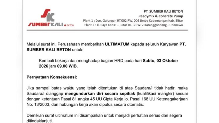 Kini Diberi Ultimatum Sabtu Ini! PT SKB Ancang-Ancam PHK Otomatis 9 Sopir yang Menolak Tanda Tangan Surat